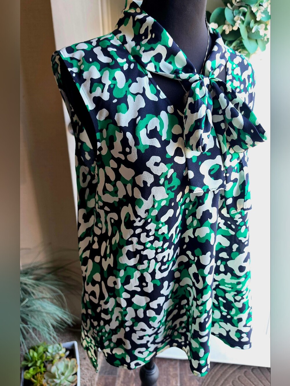 Anne Klein Sleeveless Tie Neck Blouse